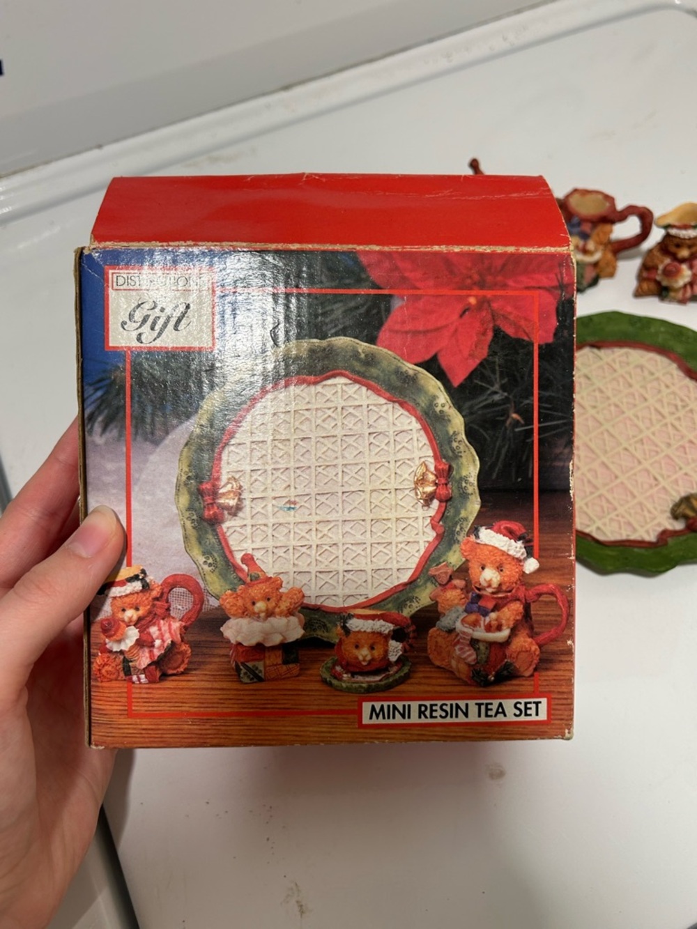 Vintage Christmas Mini Resin Tea Teddy Set
